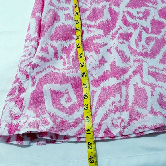 Pendleton Cotton Midi Dress Pink on White Sleeveless Wrap Lined Size 8 - Picture 16 of 16